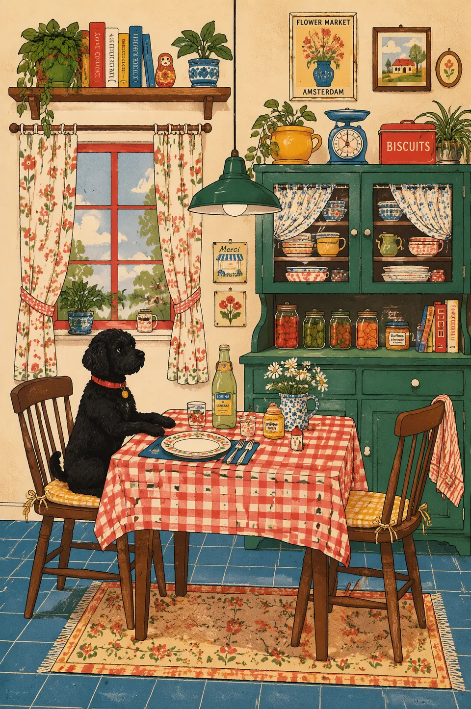 پرامپت سه‌بعدی با چت جی پی تی GPT Image : Cozy retro lifestyle illustration featuring… - ساخته‌شده با چت جی پی تی GPT Image