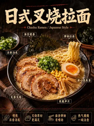 پرامپت محصول: 请生成一张高完成度的「中文主导餐饮商业美食海报」。