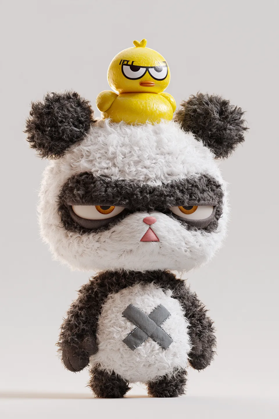 پرامپت سه‌بعدی: a minimalist 3d rendering of a plush panda…