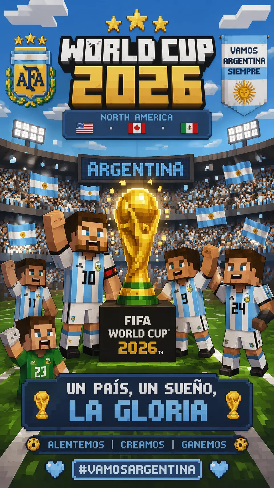 پرامپت طراحی: Minecraft StyleVertical 9:16 poster of World…