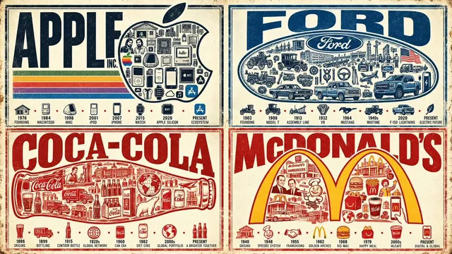 2x2 grid, 16:9, do this for 4 x fortune 500 companies: --...