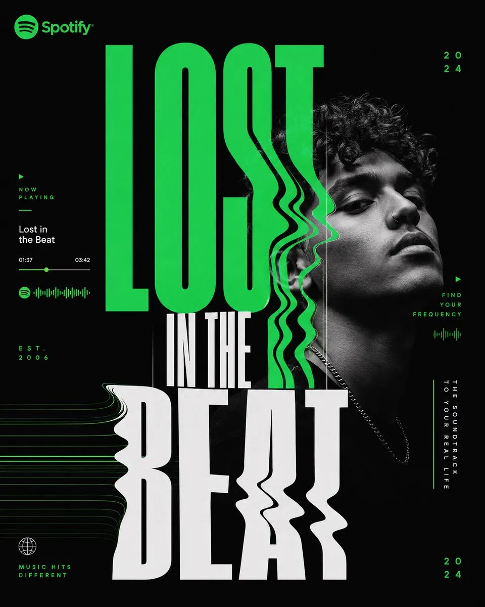 پرامپت لوگو: SPOTIFY — LOST IN THE BEAT