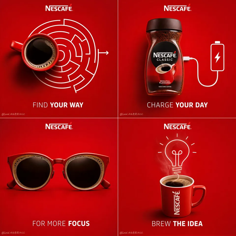 پرامپت لوگو: Create a premium 4-panel campaign poster for…