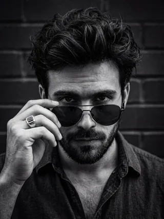 پرامپت عکاسی: A close-up, high-contrast black and white…