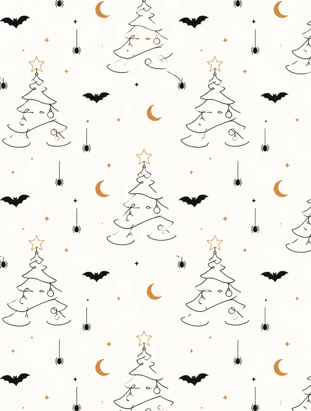 Repeating pattern design with small bats, spiders, and cr...