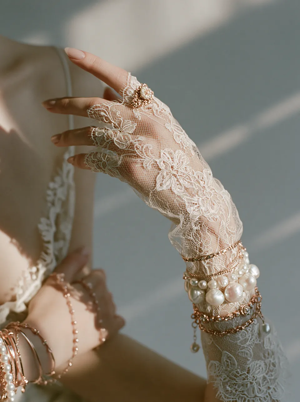 پرامپت عکاسی: Editorial studio image of a hand wearing an…