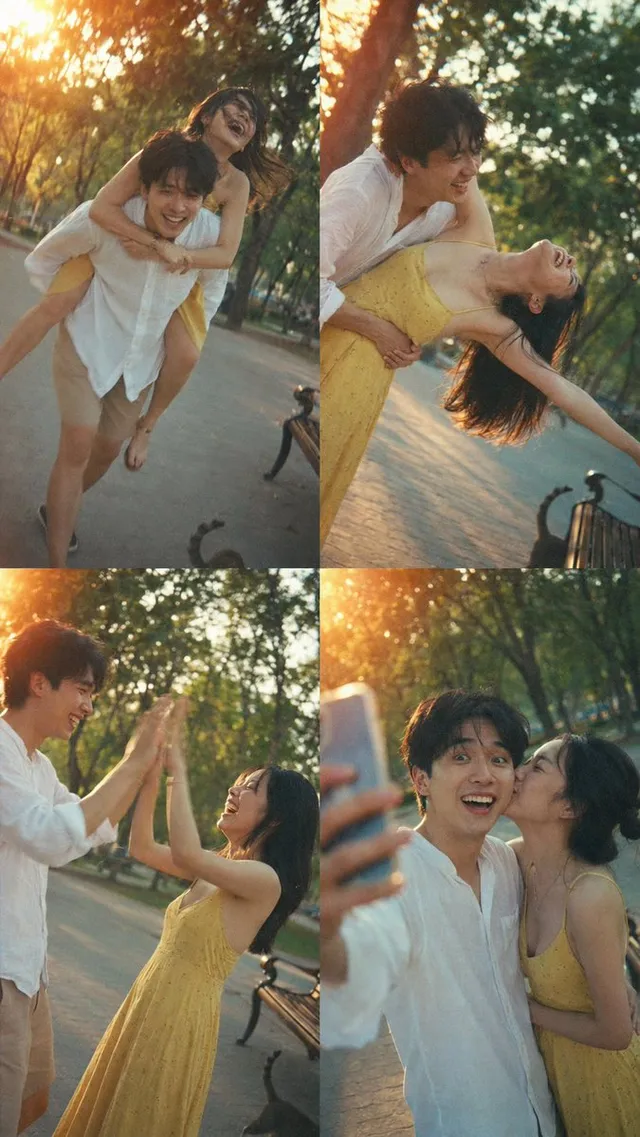 A 4-panel candid photo collage captured by accident with ...