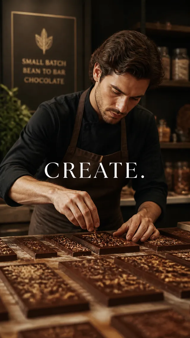 Premium lifestyle campaign.Main Subject: Young chocolatie...