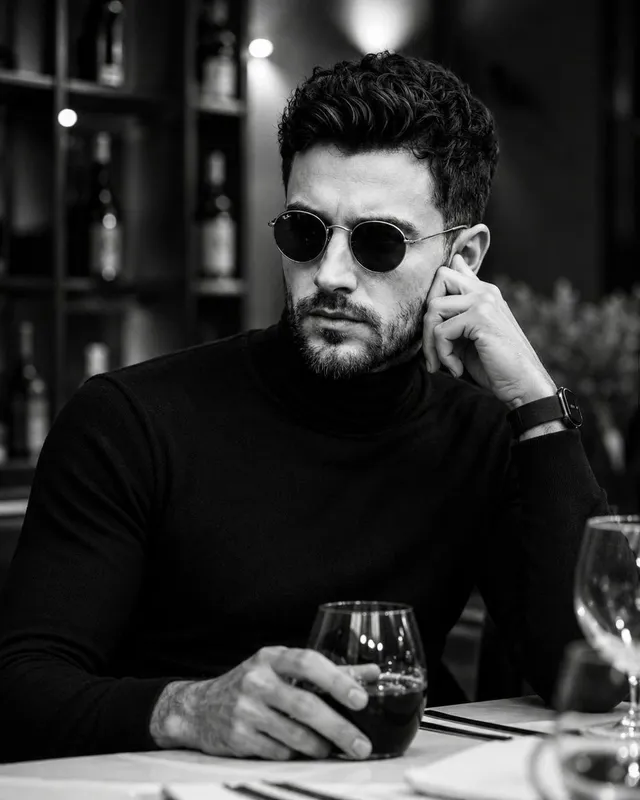 Ultra-realistic black-and-white cinematic portrait of a h...