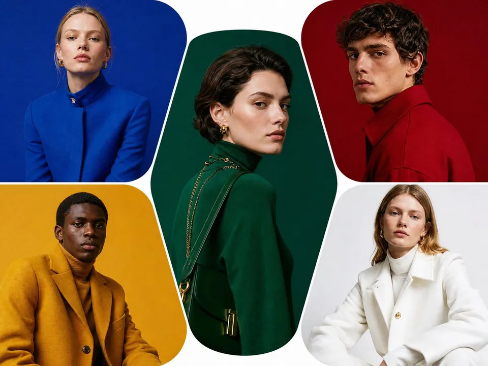 پرامپت عکاسی با چت جی پی تی GPT Image : Editorial color-block portrait collage, five… - ساخته‌شده با چت جی پی تی GPT Image