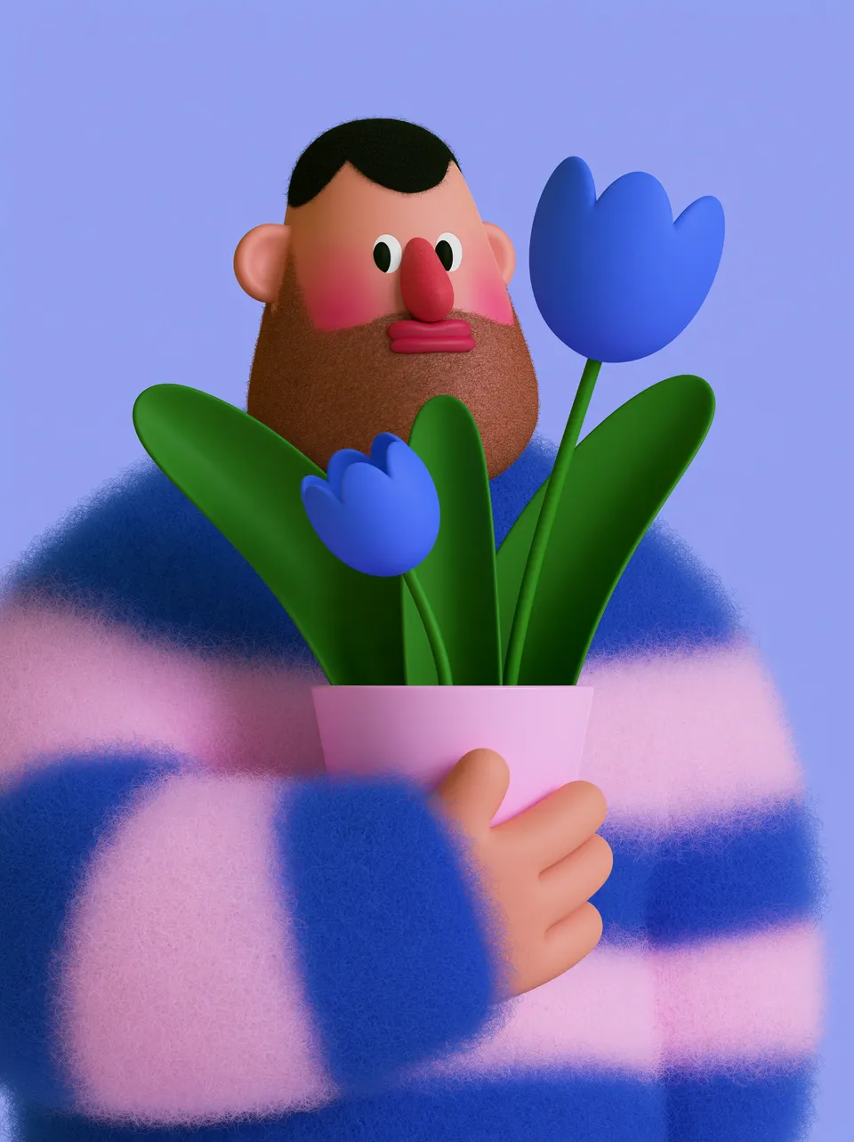 پرامپت سه‌بعدی با میدجرنی: Man Holding a flower pot - ساخته‌شده با میدجرنی