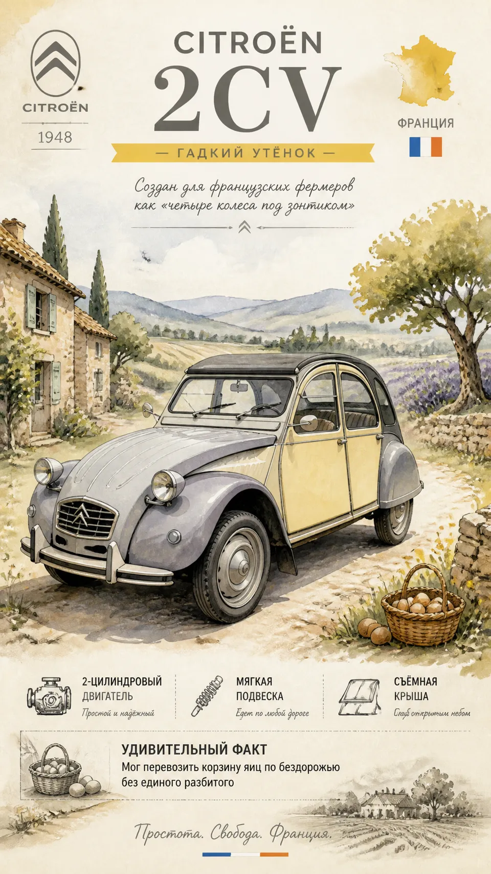 پرامپت لوگو با چت جی پی تی GPT Image : Ситроен 2CV 1948 — акварельная французская… - ساخته‌شده با چت جی پی تی GPT Image