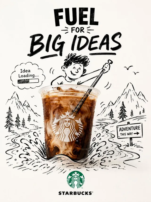 Innovative mixed-media brand campaign poster, vertical fo...