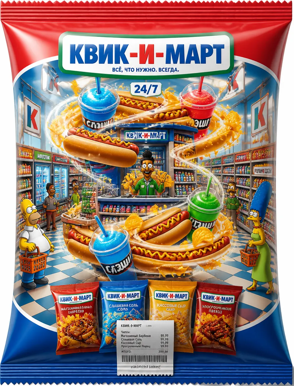 پرامپت لوگو با چت جی پی تی GPT Image : Kwik-E-Mart — бренд «КВИК-И-МАРТ» - ساخته‌شده با چت جی پی تی GPT Image