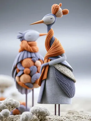 پرامپت پس‌زمینه با نانو بنانا جمینای : "A whimsical handcrafted textile sculpture of… - ساخته‌شده با نانو بنانا جمینای