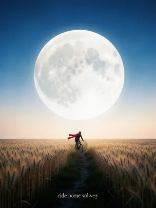 Wallpaper prompt with Flux: Surreal minimal landscape. An enormous full moon with vis...