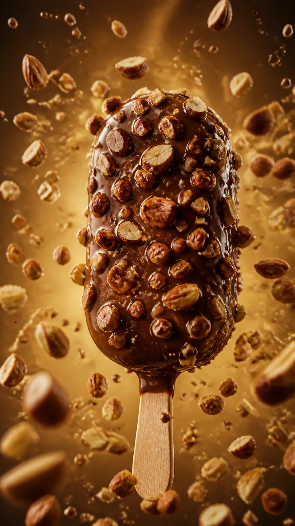 پرامپت پس‌زمینه با چت جی پی تی GPT Image : freshly chocolate-coated ice cream bar… - ساخته‌شده با چت جی پی تی GPT Image