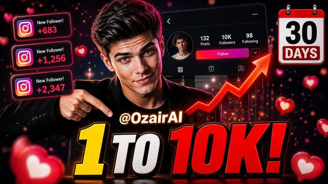 A highly detailed YouTube thumbnail with a dark navy/black cinematic background filled with floating red glowing heart icons and soft bokeh