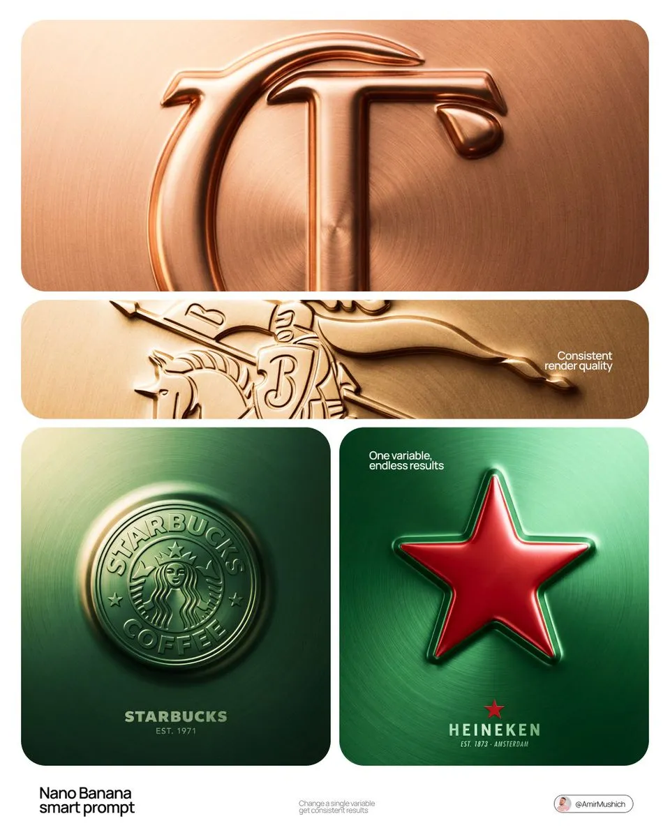 پرامپت لوگو با نانو بنانا جمینای : BRAND NAME + COLOR Act as a Senior CGI Artist… - ساخته‌شده با نانو بنانا جمینای