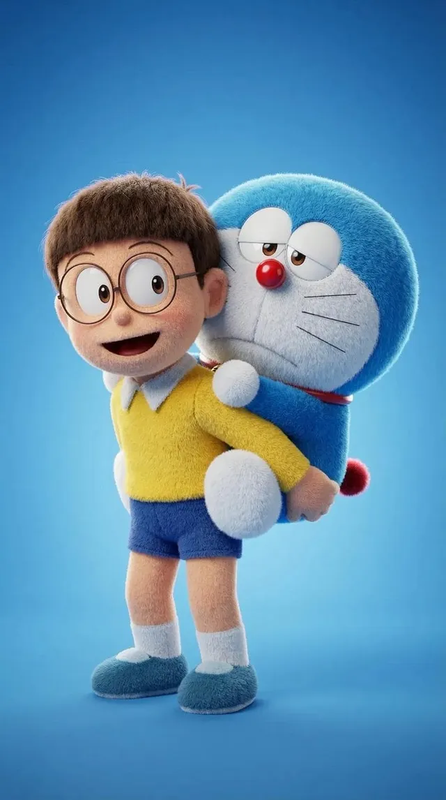 Ultra-detailed 3D plush cartoon character, inspired by classic animated TV style, standing in center frame, full body visible. Character des