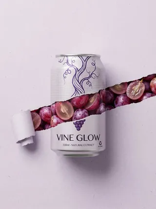 پرامپت طراحی با نانو بنانا جمینای : Grape Can – “Vine Glow” Minimalist product… - ساخته‌شده با نانو بنانا جمینای