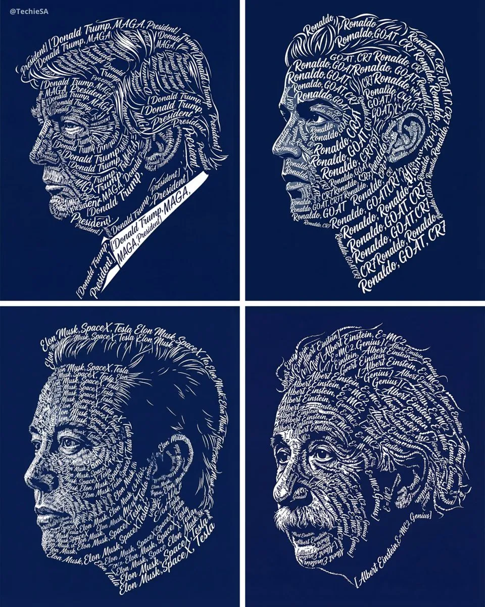 پرامپت طراحی با نانو بنانا جمینای : Create a typographic art portrait using the… - ساخته‌شده با نانو بنانا جمینای