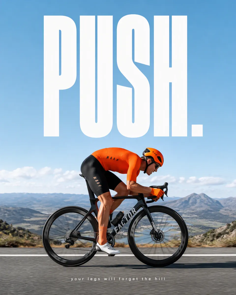 پرامپت پس‌زمینه با چت جی پی تی GPT Image : Minimal sports poster. A road cyclist in full… - ساخته‌شده با چت جی پی تی GPT…