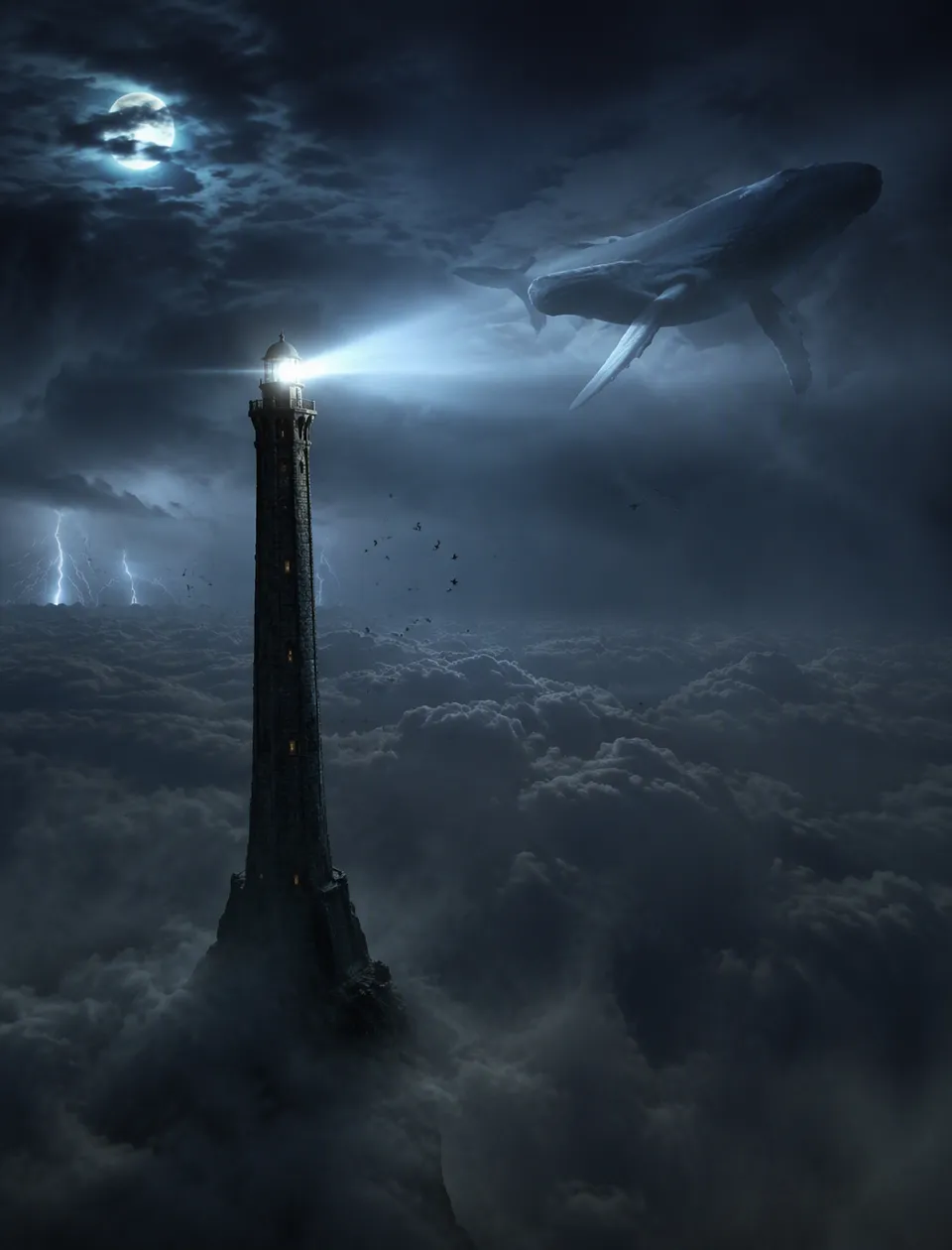 Wallpaper prompt with ChatGPT GPT Image : A colossal ancient lighthouse rising from a tiny rocky…