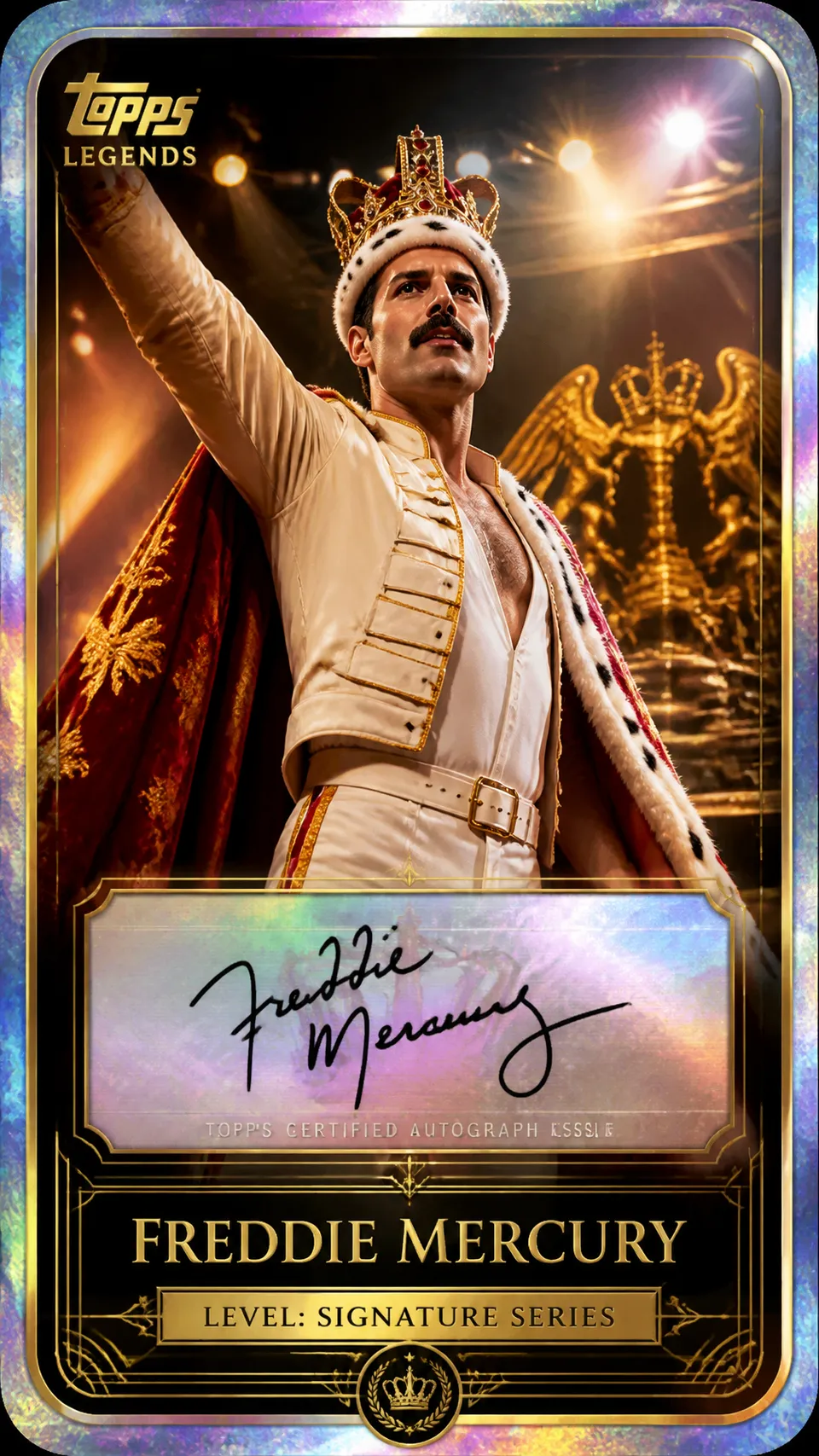 پرامپت طراحی با چت جی پی تی GPT Image : Freddie Mercury Создайте премиальную карточку… - ساخته‌شده با چت جی پی تی GPT Image