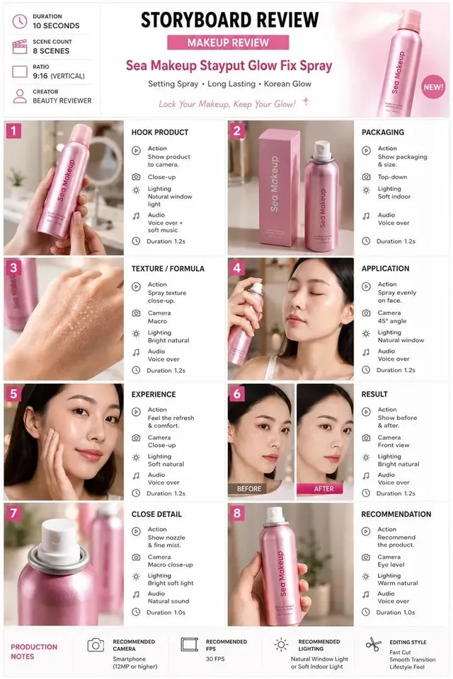 Create a professional 9:16 vertical beauty product review...