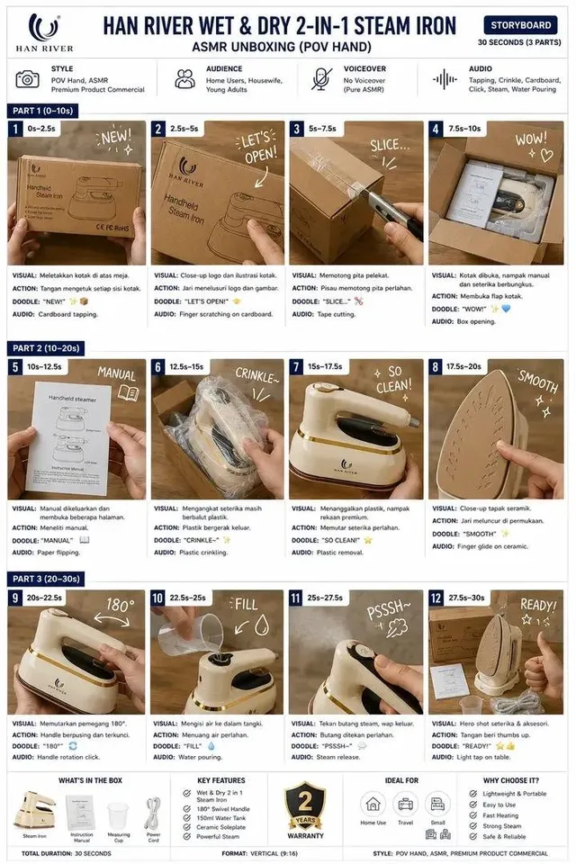 Create a clean, premium storyboard infographic for a prod...