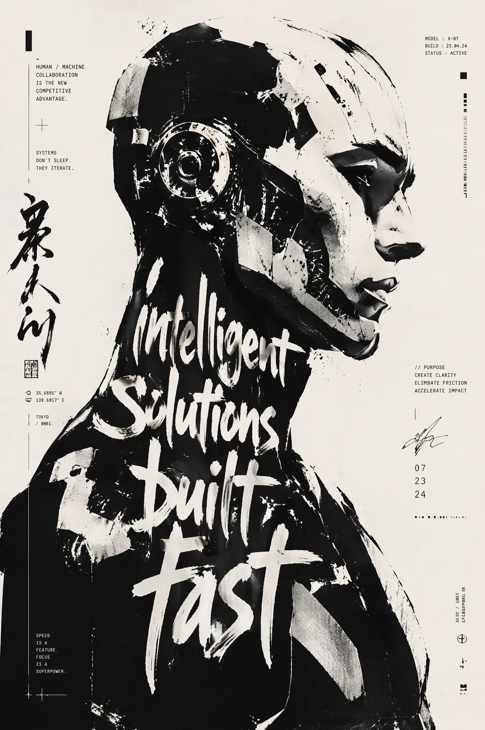 پرامپت سه‌بعدی با چت جی پی تی GPT Image : High-contrast black and white typographic… - ساخته‌شده با چت جی پی تی GPT Image