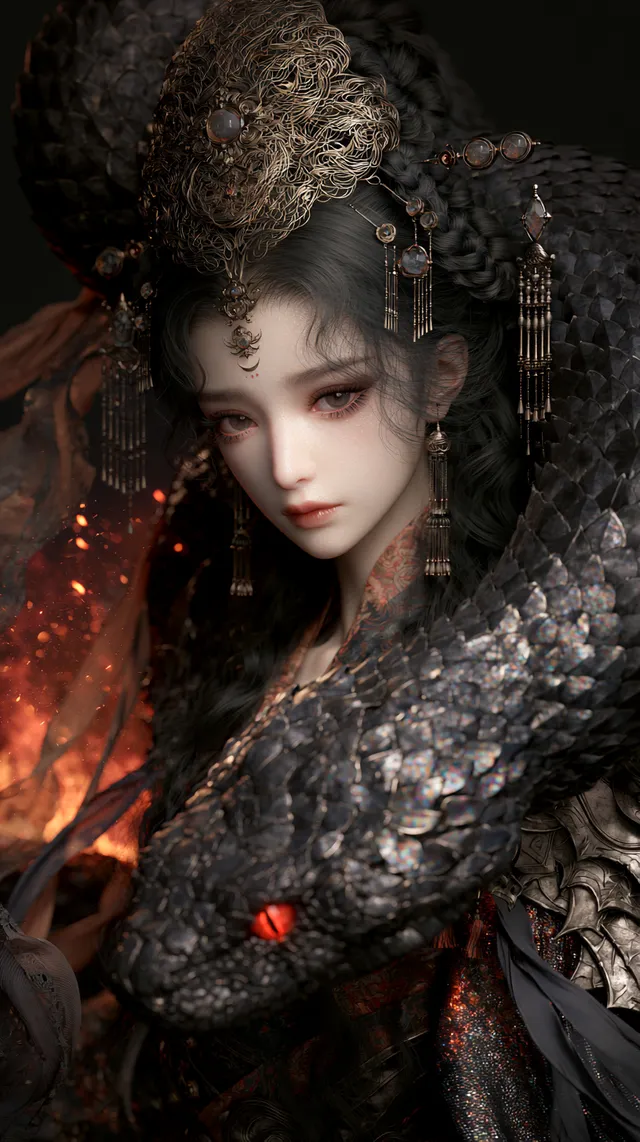 中国顶级网红脸样貌和妆容，精致小巧的脸型，高级大眼眼影睫毛妆容，白皙通透的肌肤，带有真实皮肤纹理与自然光泽，五官极...