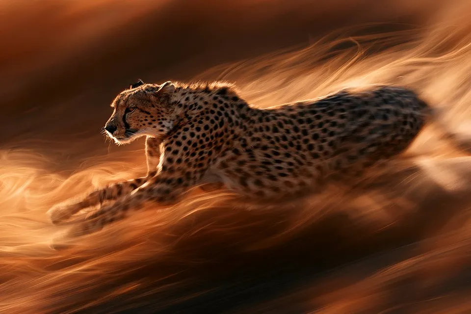 پرامپت پس‌زمینه: Whispers of Velocity surrounding Subject ,…