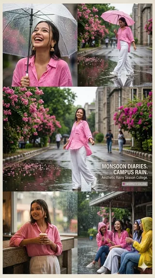 پرامپت عکاسی با چت جی پی تی GPT Image : Aesthetic rainy season college portrait… - ساخته‌شده با چت جی پی تی GPT Image