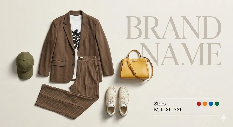 پرامپت لوگو با نانو بنانا جمینای : Create a premium fashion catalog flat lay on a… - ساخته‌شده با نانو بنانا جمینای
