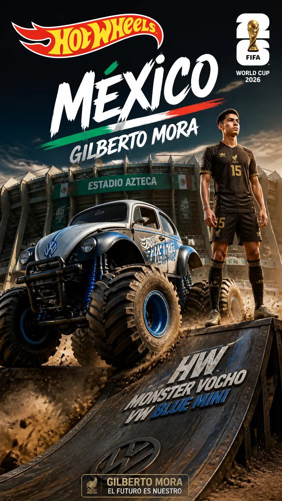 پرامپت طراحی با چت جی پی تی GPT Image : México — Gilberto Mora — HW Monster Vocho VW… - ساخته‌شده با چت جی پی تی GPT Image