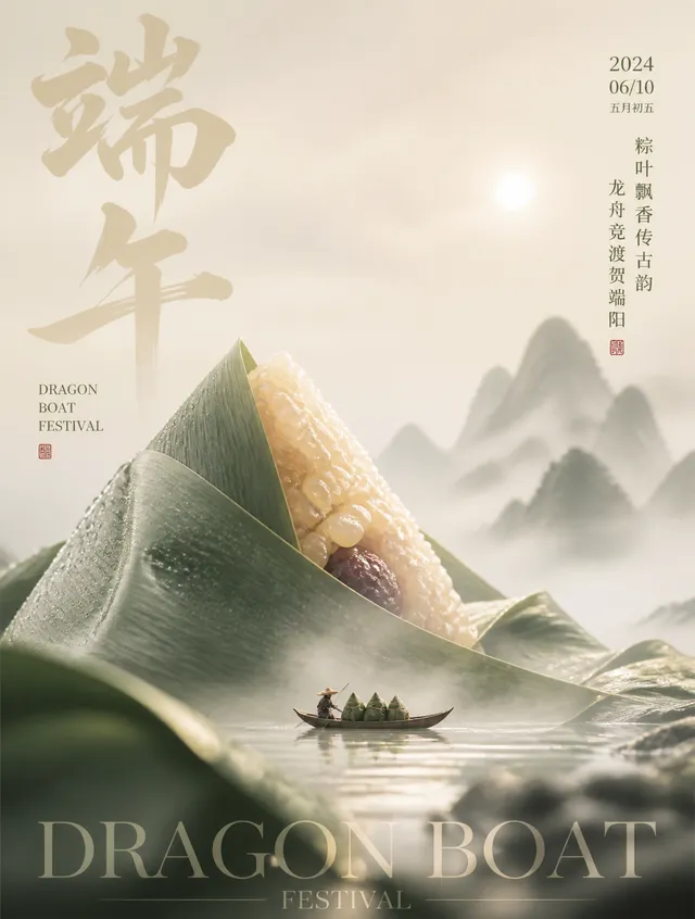 竖版高端{节日/节气}品牌海报，3:4比例，东方极简美学与超现实商业摄影结合。