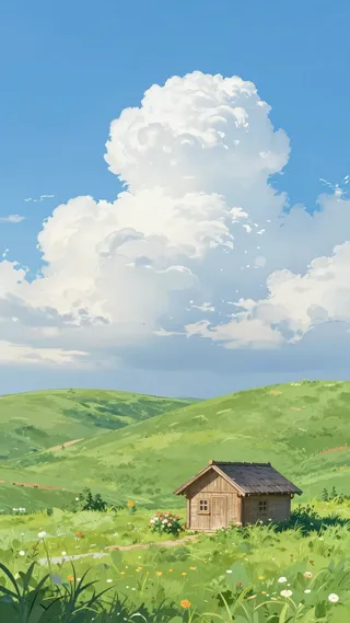 پرامپت پس‌زمینه با z-image-turbo: A lush, rolling green hill under a vast blue… - ساخته‌شده با z-image-turbo