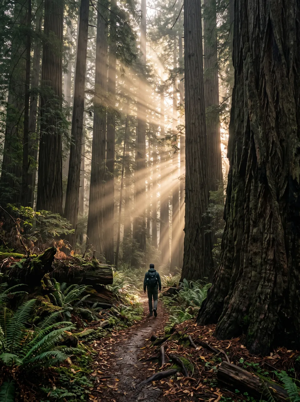 پرامپت پس‌زمینه با نانو بنانا جمینای : A solitary hiker walks along a narrow,… - ساخته‌شده با نانو بنانا جمینای