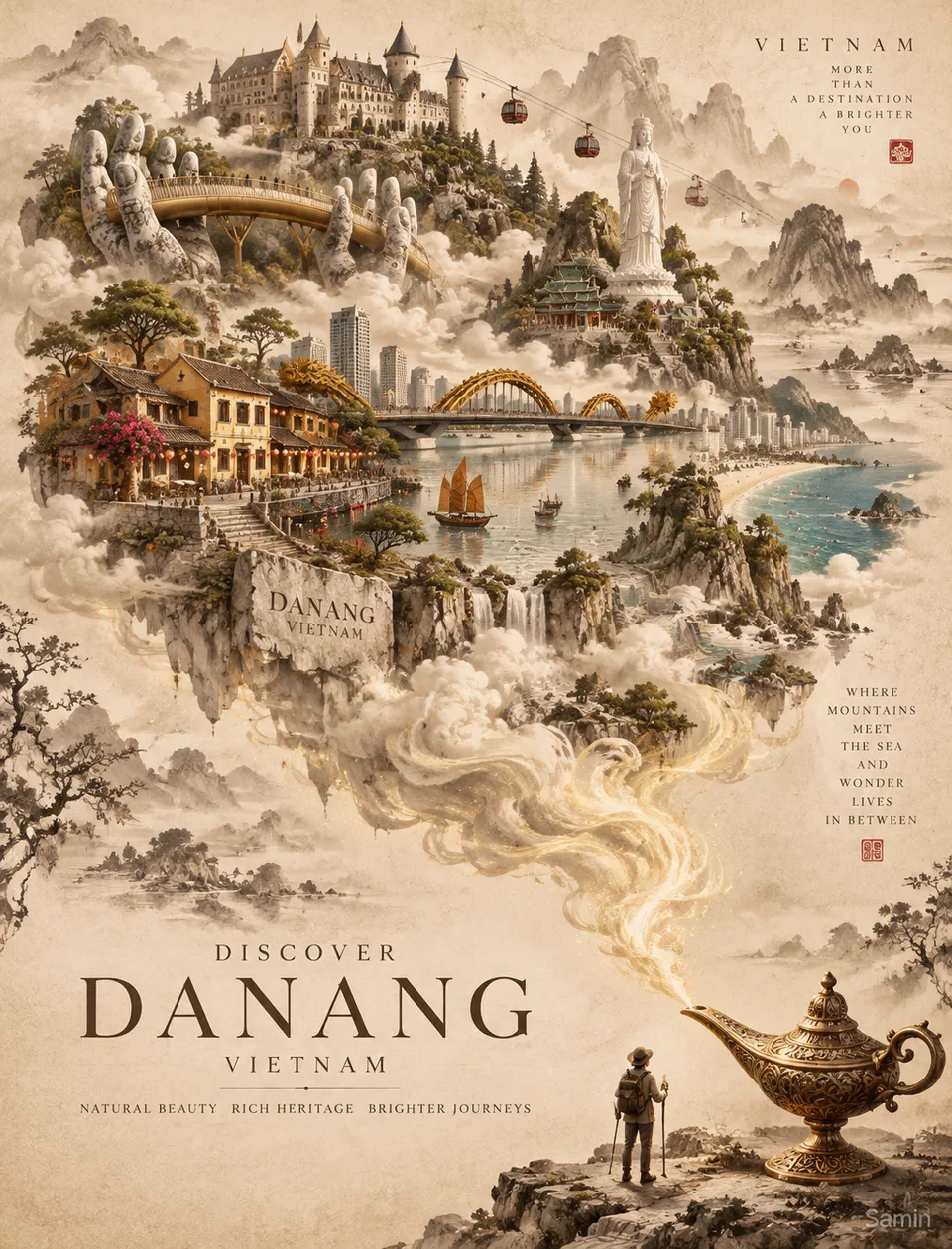 پرامپت طراحی با چت جی پی تی GPT Image : Create an elegant, premium travel poster… - ساخته‌شده با چت جی پی تی GPT Image