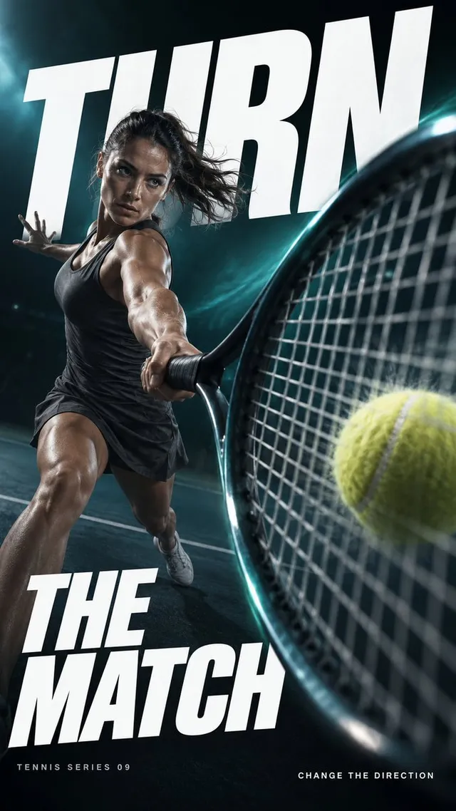 Create a finished premium sports campaign poster, 9:16, f...