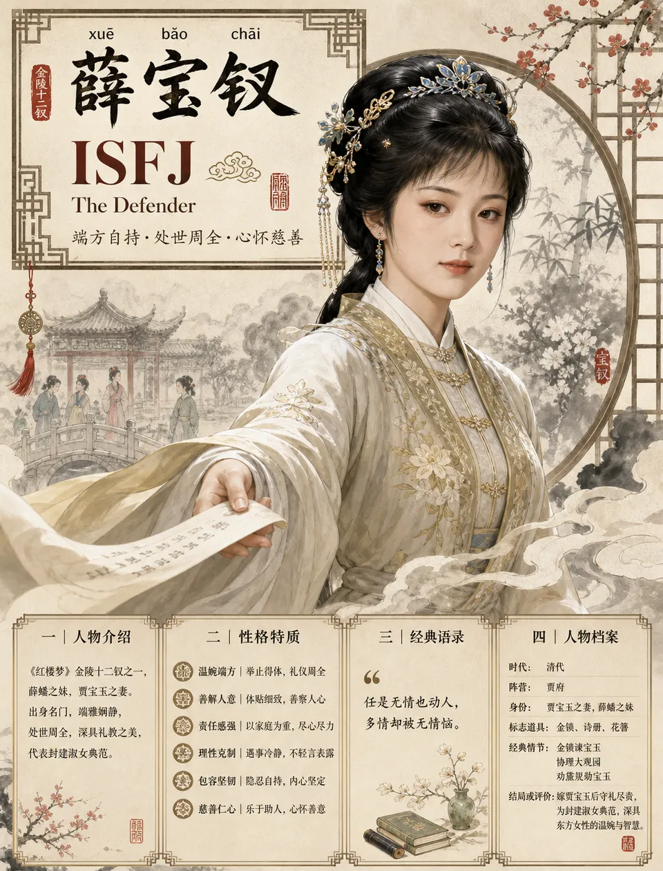 پرامپت طراحی با چت جی پی تی GPT Image : 请生成一张【中国古典人物 MBTI 高端国风信息海报】。 - ساخته‌شده با چت جی پی تی GPT Image