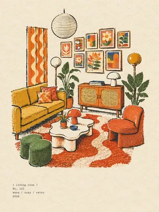 پرامپت سه‌بعدی با چت جی پی تی GPT Image : Create a charming hand-drawn vintage interior… - تصویر 2، ساخته‌شده با چت جی پی…