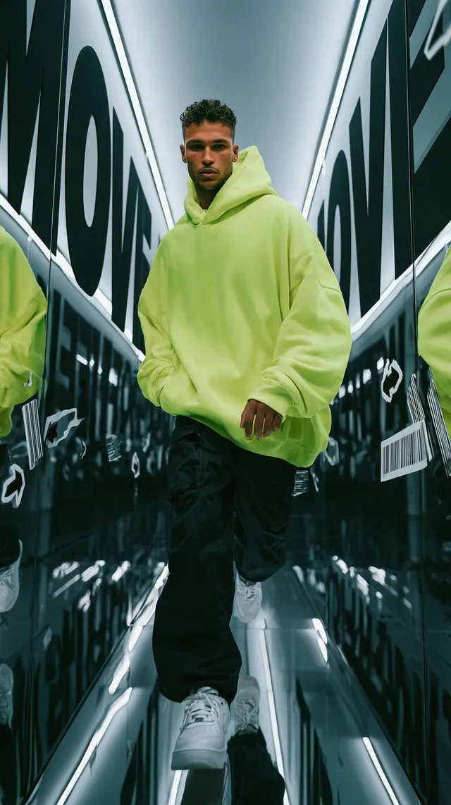 Create a premium vertical 9:16 streetwear editorial adver...