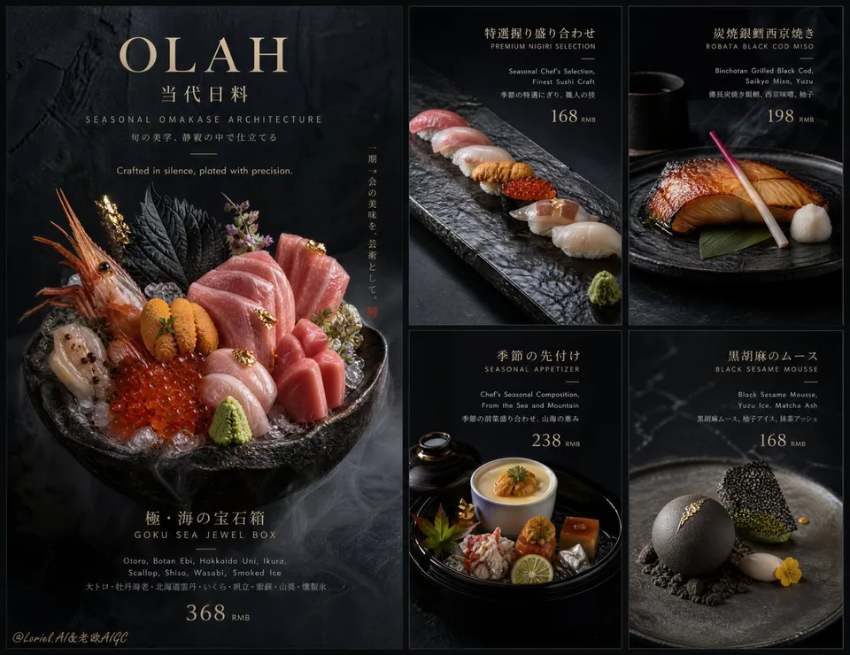 پرامپت محصول: Create an ultra-premium five-panel restaurant…