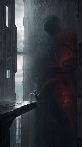 پرامپت سه‌بعدی با چت جی پی تی GPT Image : Create an original cinematic dark-surrealist… - ساخته‌شده با چت جی پی تی GPT Image
