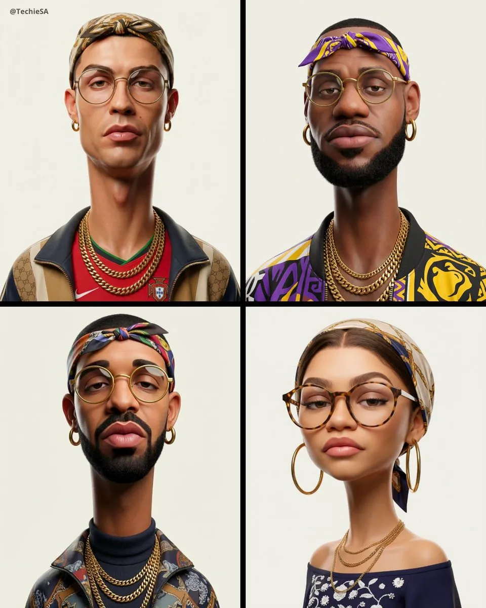 پرامپت سه‌بعدی با نانو بنانا جمینای : Create an exaggerated stylized 3D caricature… - ساخته‌شده با نانو بنانا جمینای