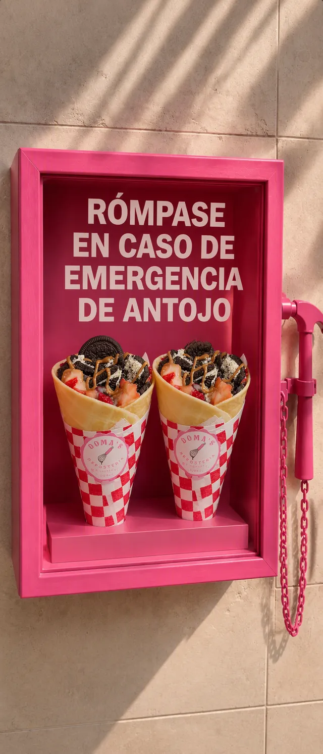 Photorealistic bright pink emergency wall box with white ...