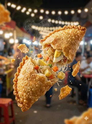 پرامپت لوگو با نانو بنانا جمینای : "Macro food photography of a crispy martabak… - تصویر 3، ساخته‌شده با نانو بنانا جمینای